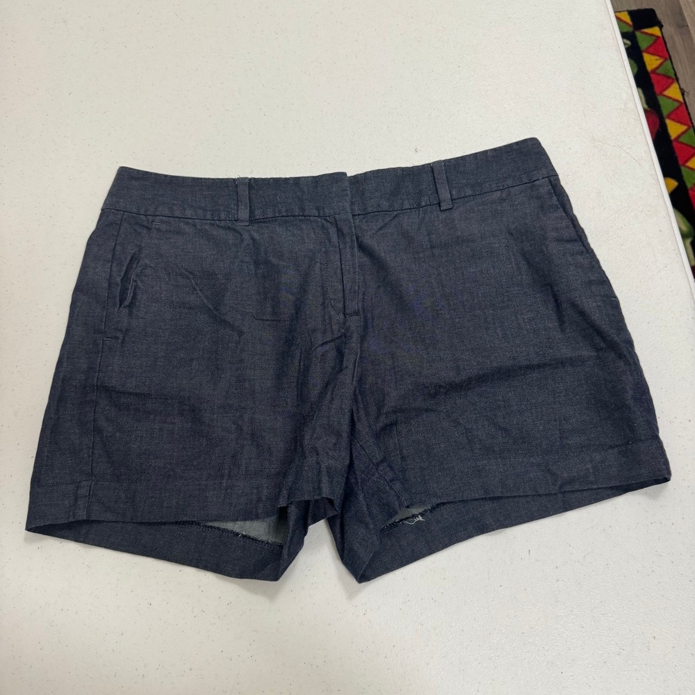 Ann Taylor Factory Womens Blue Linen‎ Blend Tailored Chino Shorts Size 10